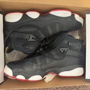 Jordan 6 Rings Black/Red | Kids Size 7Y | Retro Basketball Sneakers